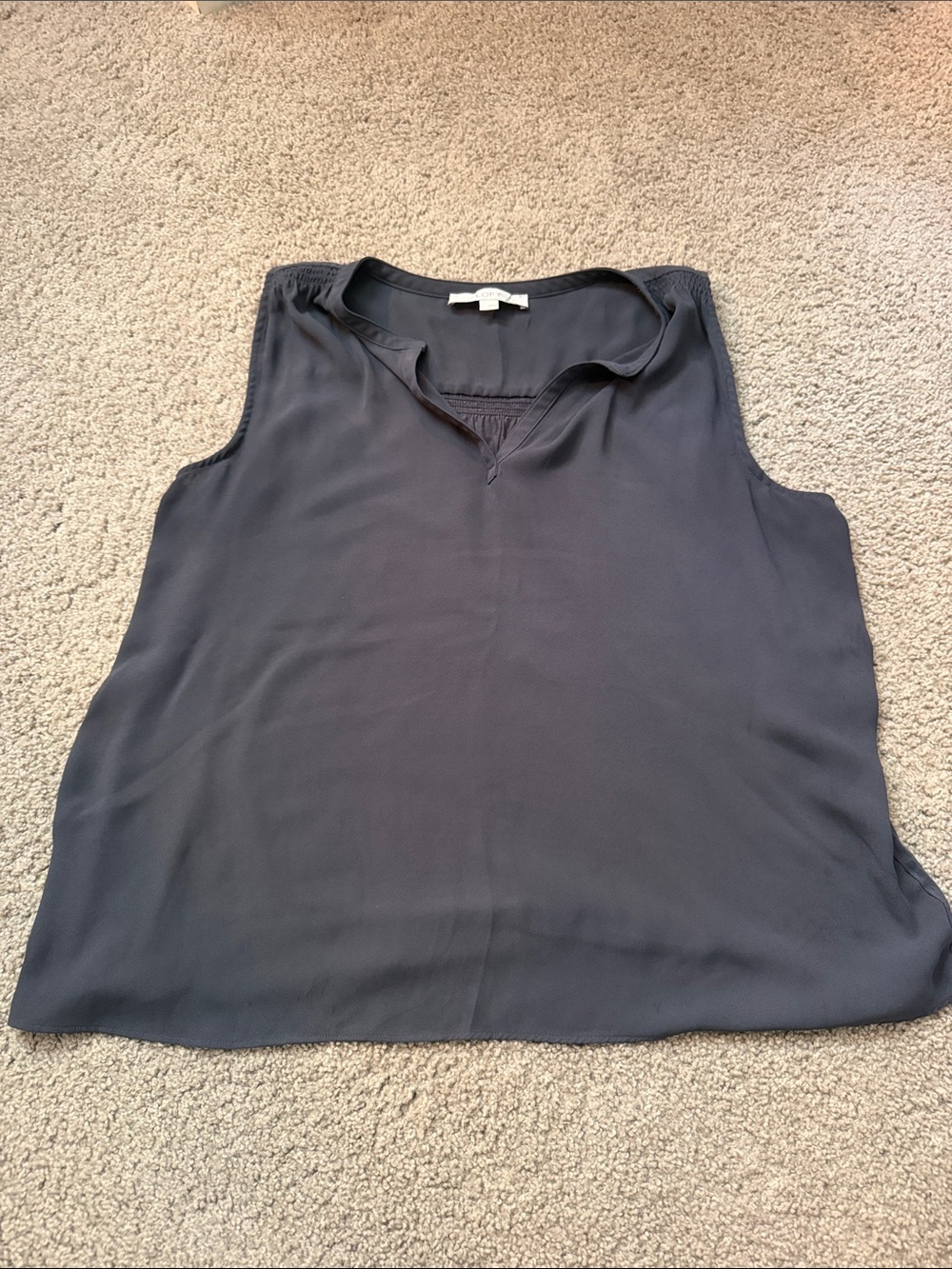 LOFT Sleeveless Split V-Neck Camisole in Gray